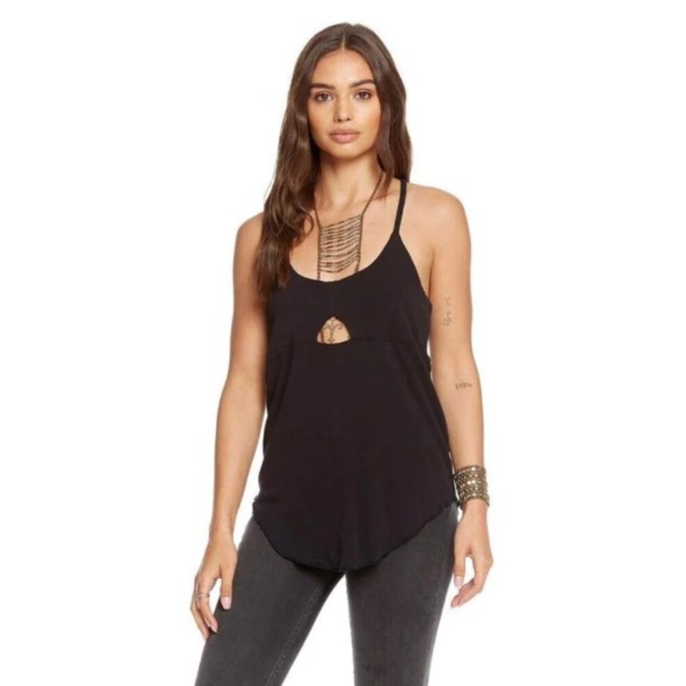 NWT CHASER Keyhole T Back Black Tank Top Size M